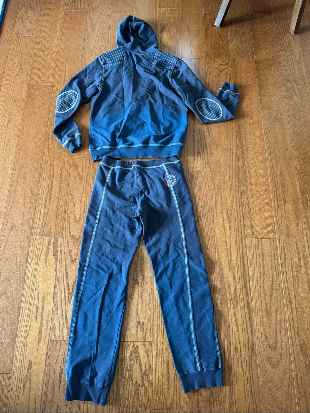 Roberto Cavalli navy blue tracksuit with white piping, size Youth XS Unisex